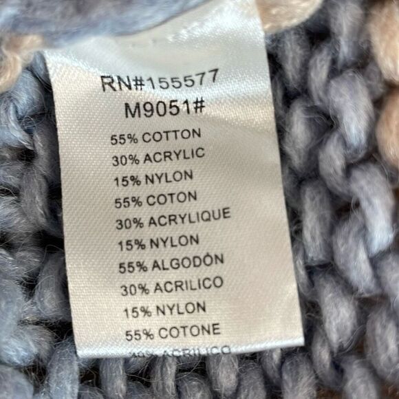 MIRACLE STRIPED ROUND NECK BUBBLE SLEEVE OVERSIZED CABLE KNIT SWEATER SZ M/L - Picture 8 of 9